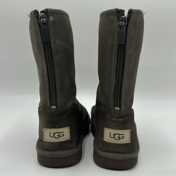UGG Lil Sunshine II Back Zipper Gray Suede Kids Boots Size 1 - Picture 4 of 9